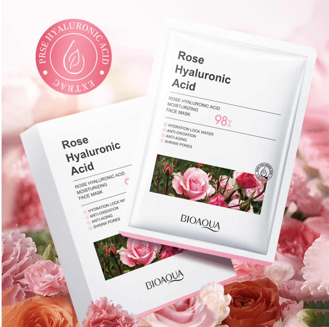 Hyaluronic Acid Rose Moisturizing Mask Set (10PCS)